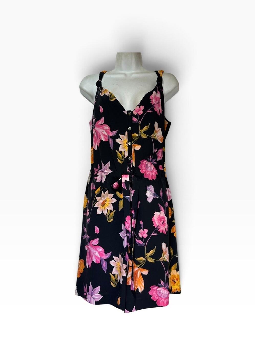 Ted Baker Dayna Rhubarb Buttoned Black Floral Playsuit Romper Size 3